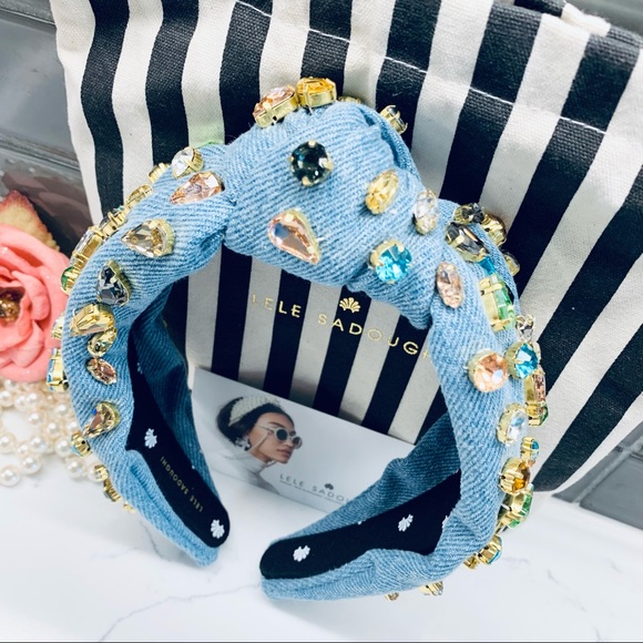 LELE SADOUGHI DENIM CANDY JEWELED HEADBAND